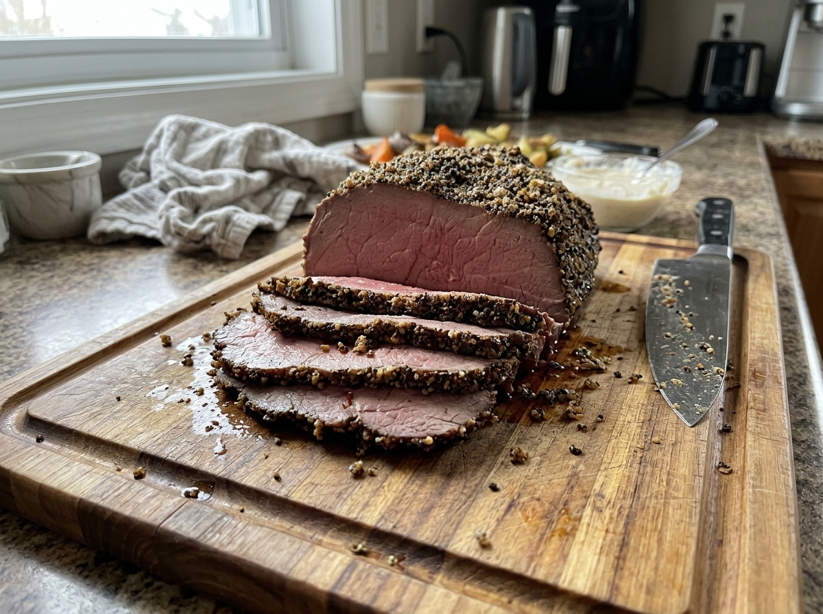 High Protein Pepper Crusted Roast Beef Steak Recipe