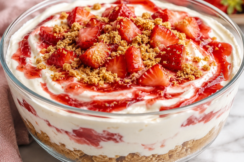 No-Bake Healthy Strawberry Cheesecake Box Dessert