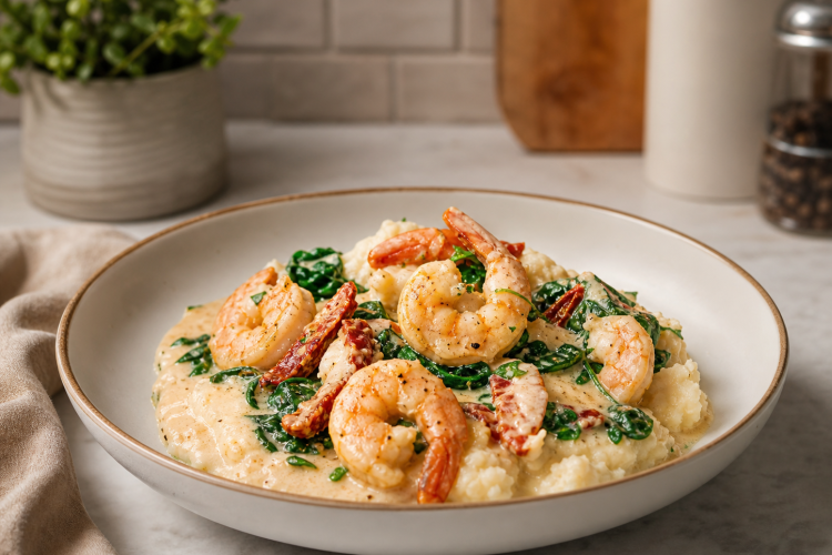 High Protein Creamy Tuscan Shrimp
