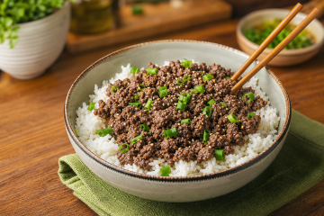 High Protein Korean Ground Beef and Rice Bowls