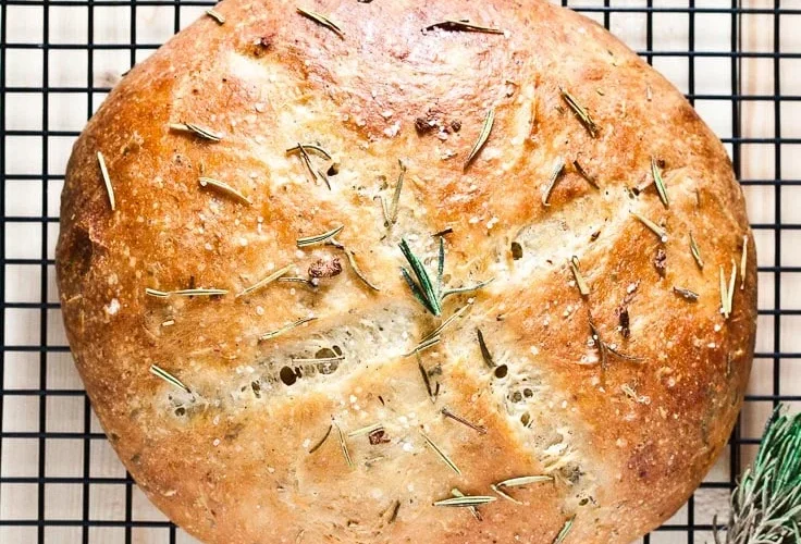 Rustic No-Knead Rosemary Garlic Bread