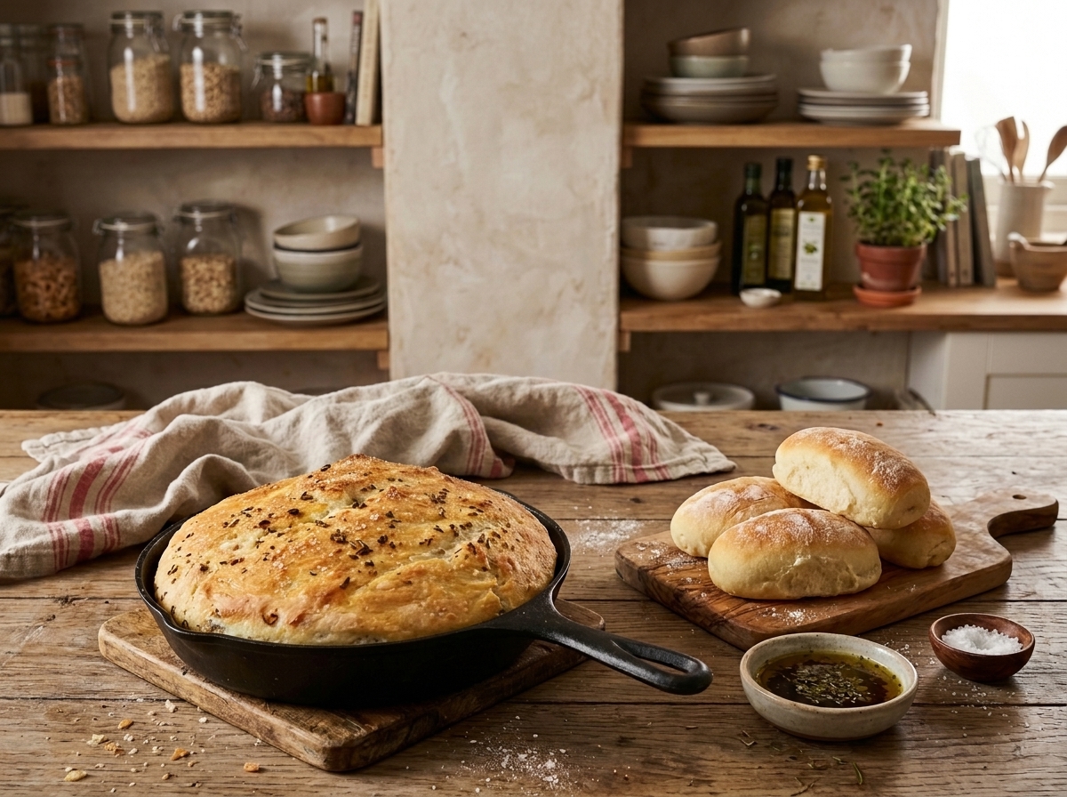 Rustic No-Knead Rosemary Garlic Bread